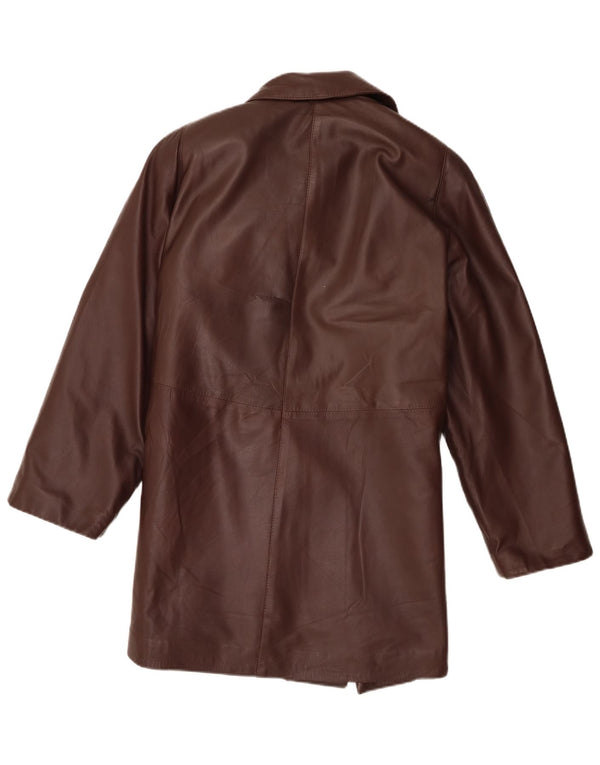 Vintage Womens Leather Coat UK 14 Large Brown
