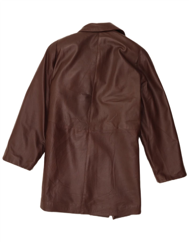 Vintage Womens Leather Coat UK 14 Large Brown