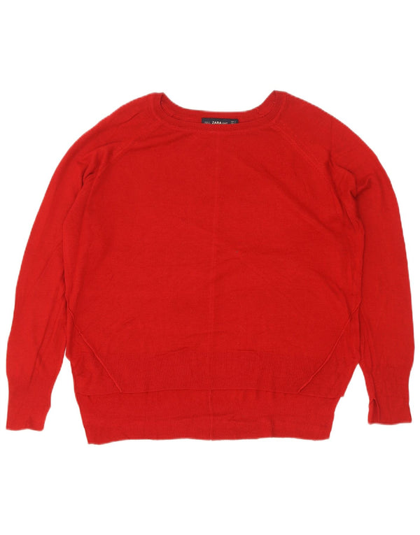 Zara Womens Oversized Boat Neck Jumper Sweater UK 10 Small Red