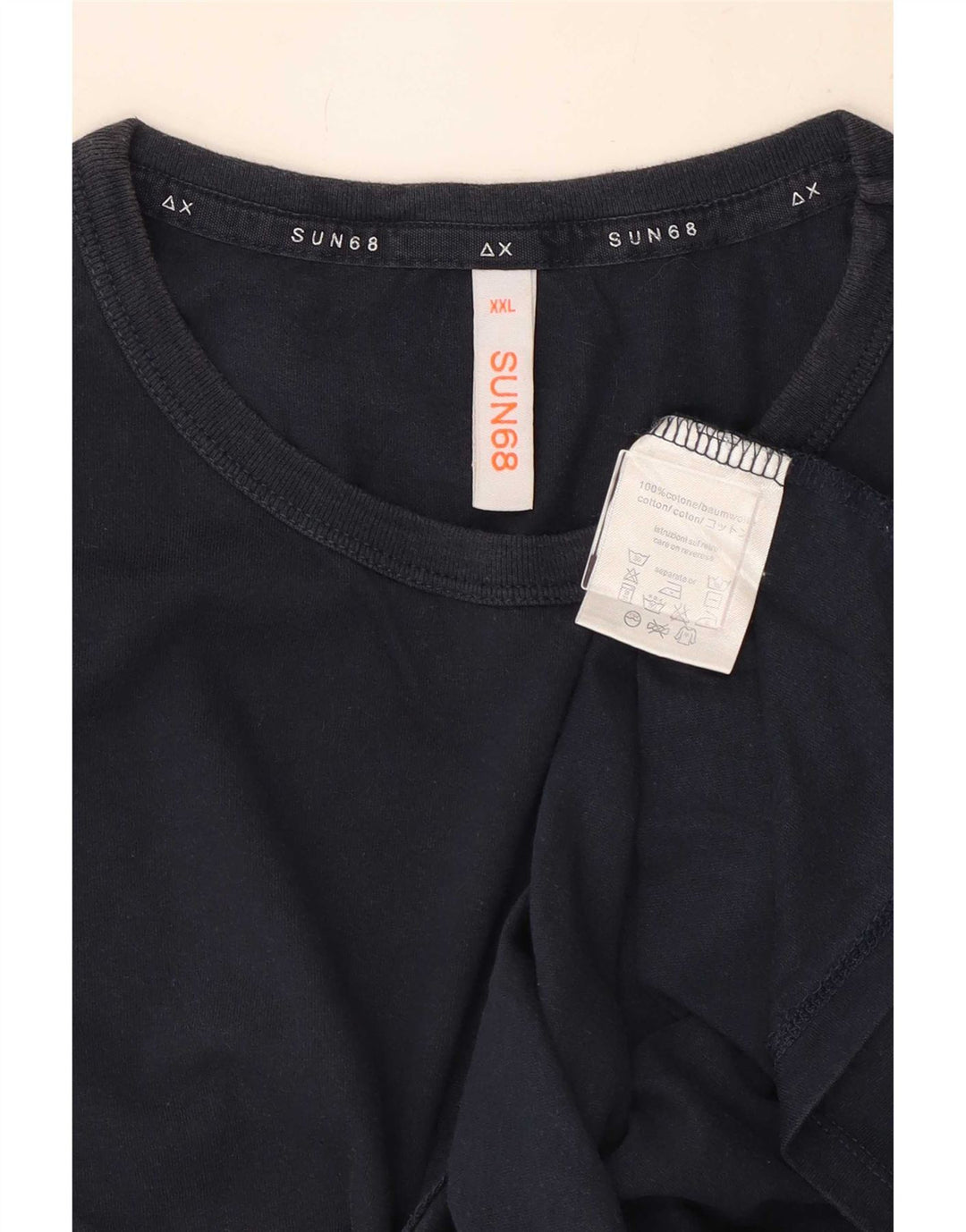 Sun68 Mens T-Shirt Top 2XL Navy Blue Cotton