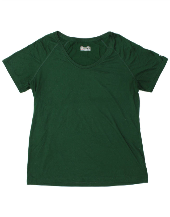 UNDER ARMOUR Womens Heat Gear T-Shirt Top UK 18 XL Green Polyester
