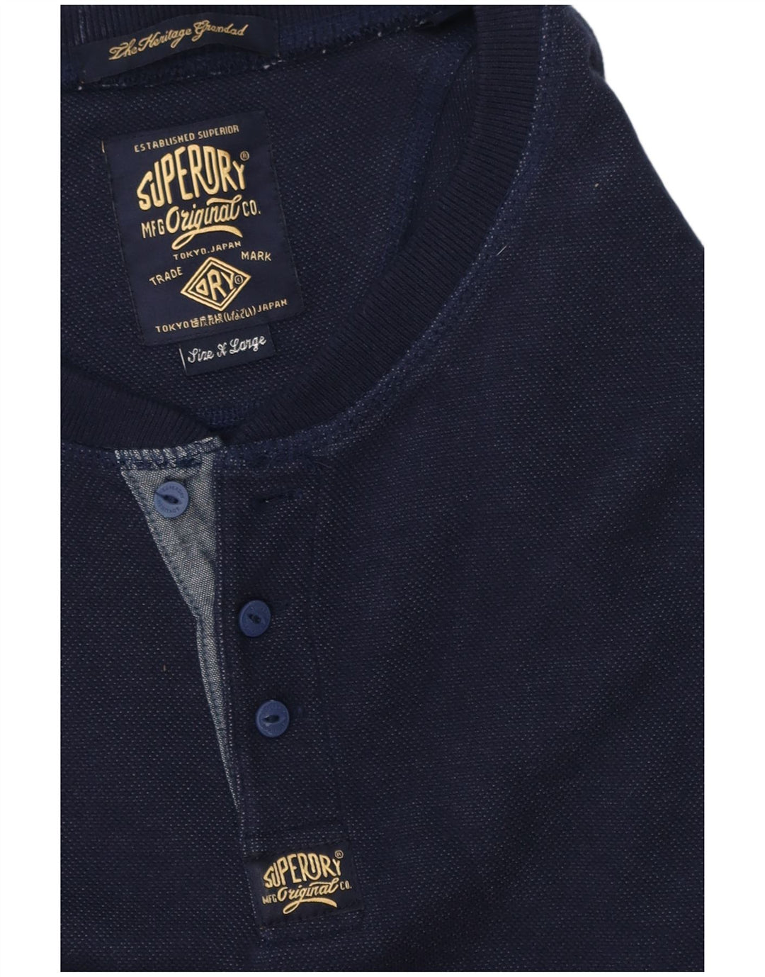 Superdry Mens Top Long Sleeve XL Navy Blue