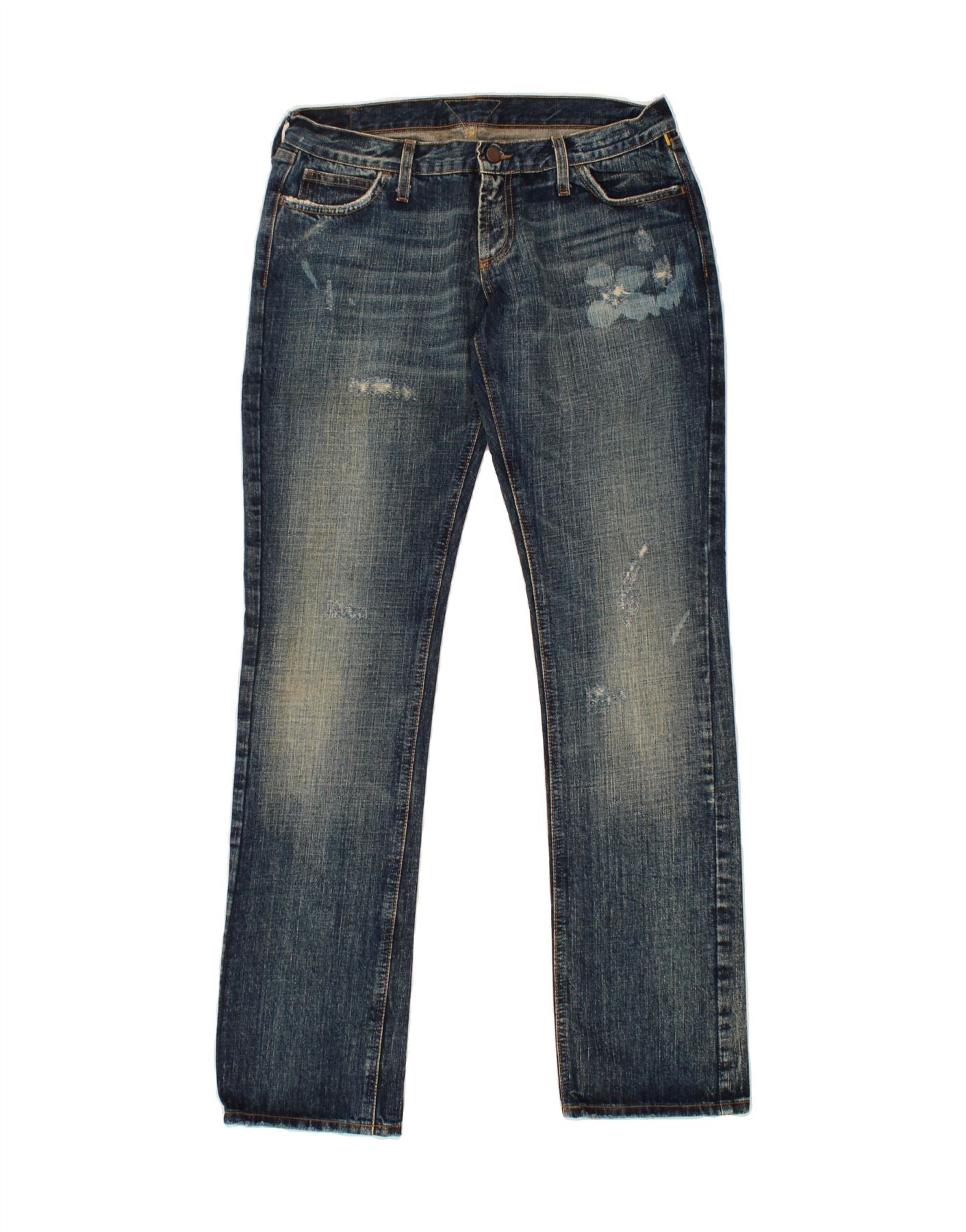 MELTIN' POT Womens Straight Jeans W32 L34 Navy Blue Cotton