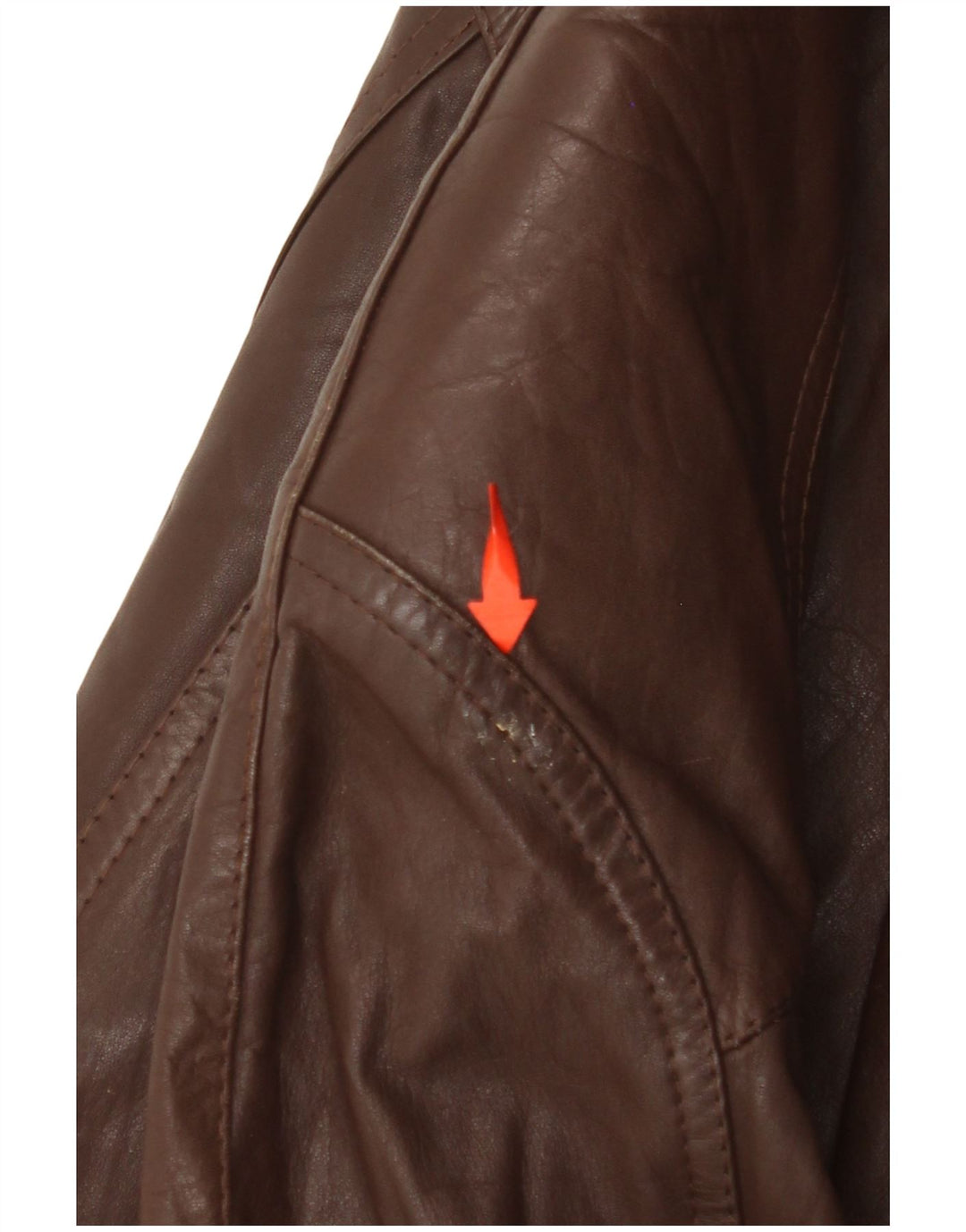 VINTAGE Womens Leather Coat UK 14 Large Brown