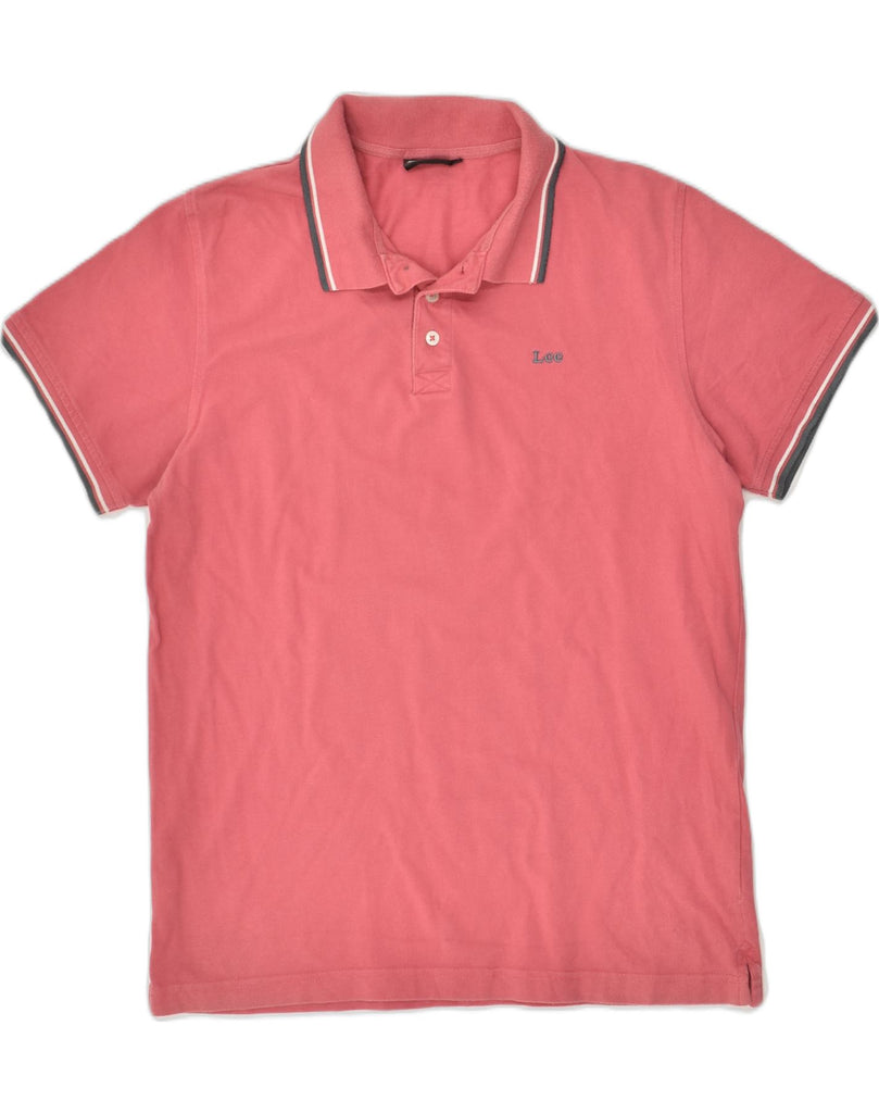 LEE Mens Polo Shirt Medium Pink Cotton | Vintage Lee | Thrift | Second-Hand Lee | Used Clothing | Messina Hembry 