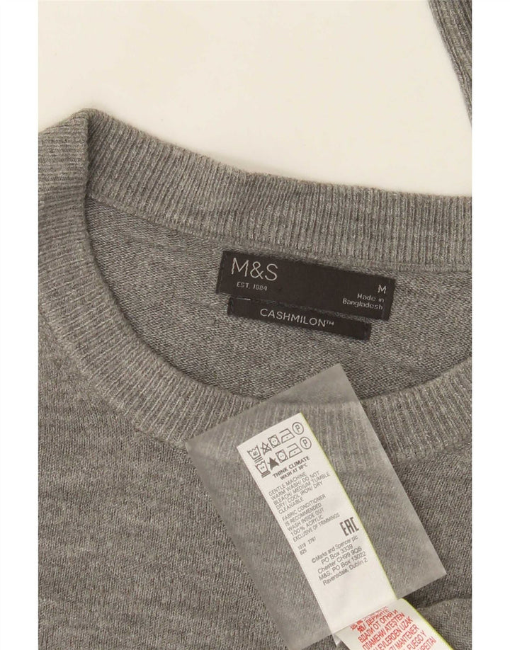 Marks & Spencer Mens Crew Neck Jumper Sweater Medium Grey Acrylic
