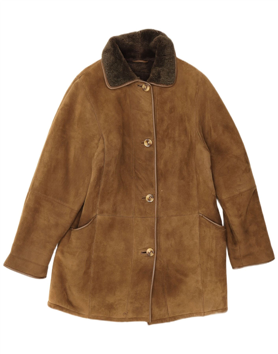Friitala Womens Shearling Jacket EU 40 Medium Beige