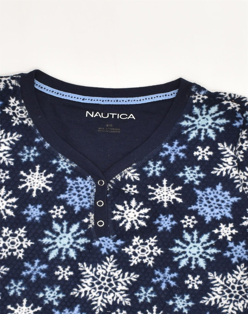 NAUTICA Womens Top Long Sleeve UK 12 Medium Navy Blue Floral Christmas | Vintage Nautica | Thrift | Second-Hand Nautica | Used Clothing | Messina Hembry 