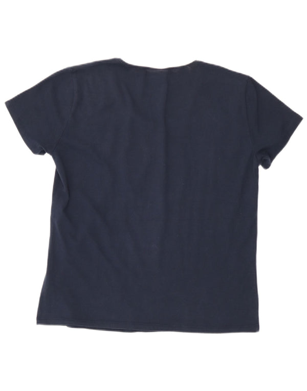 Trussardi Jeans Womens T-Shirt Top UK 18 XL Navy Blue Colourblock Cotton
