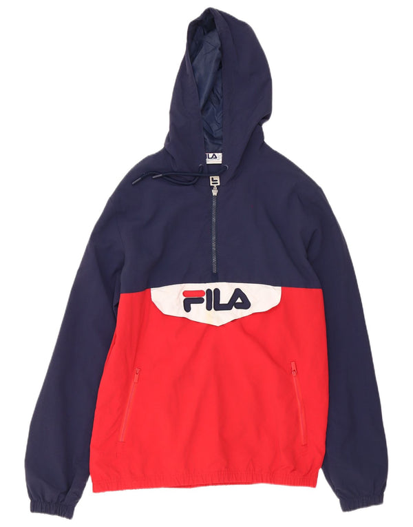 Fila Mens Graphic Hooded Tracksuit Top Jacket Small Navy Blue Colourblock