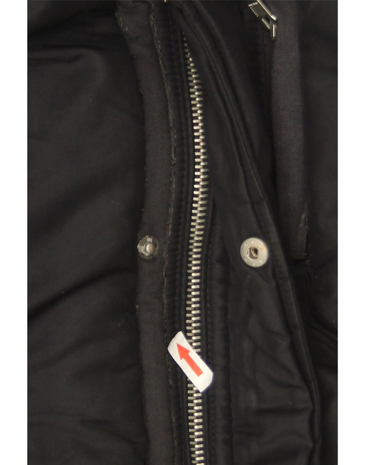 Zara Mens Hooded Bomber Jacket UK 40 Large Navy Blue Polyester