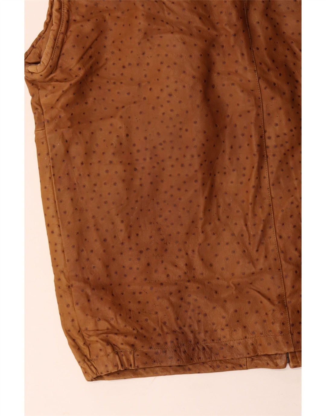 VINTAGE Mens Leather Gilet IT 56 3XL Brown Spotted