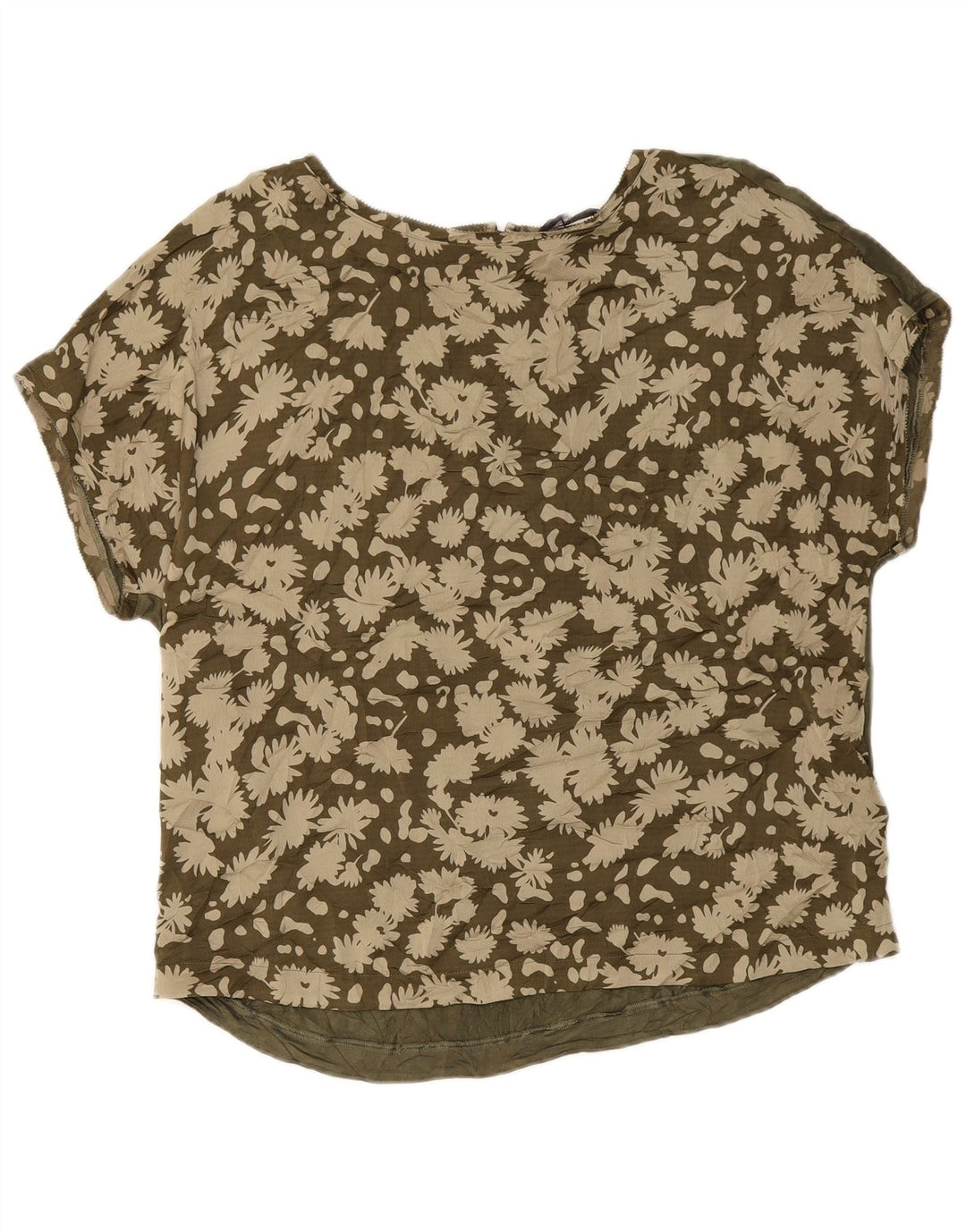 Marks & Spencer Womens T-Shirt Top UK 14 Large  Green Floral Polyester