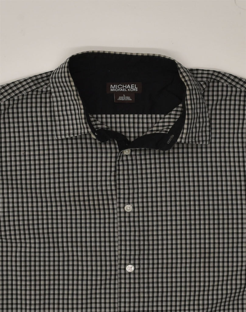 MICHAEL KORS Mens Shirt Large Black Gingham Cotton | Vintage Michael Kors | Thrift | Second-Hand Michael Kors | Used Clothing | Messina Hembry 