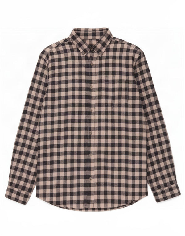 Jack & Jones Mens Flannel Shirt Medium Navy Blue Gingham Cotton