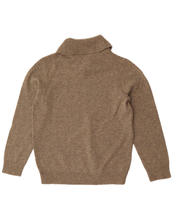 Eddie Bauer Mens Shawl Neck Jumper Sweater XL Khaki Flecked Lambswool