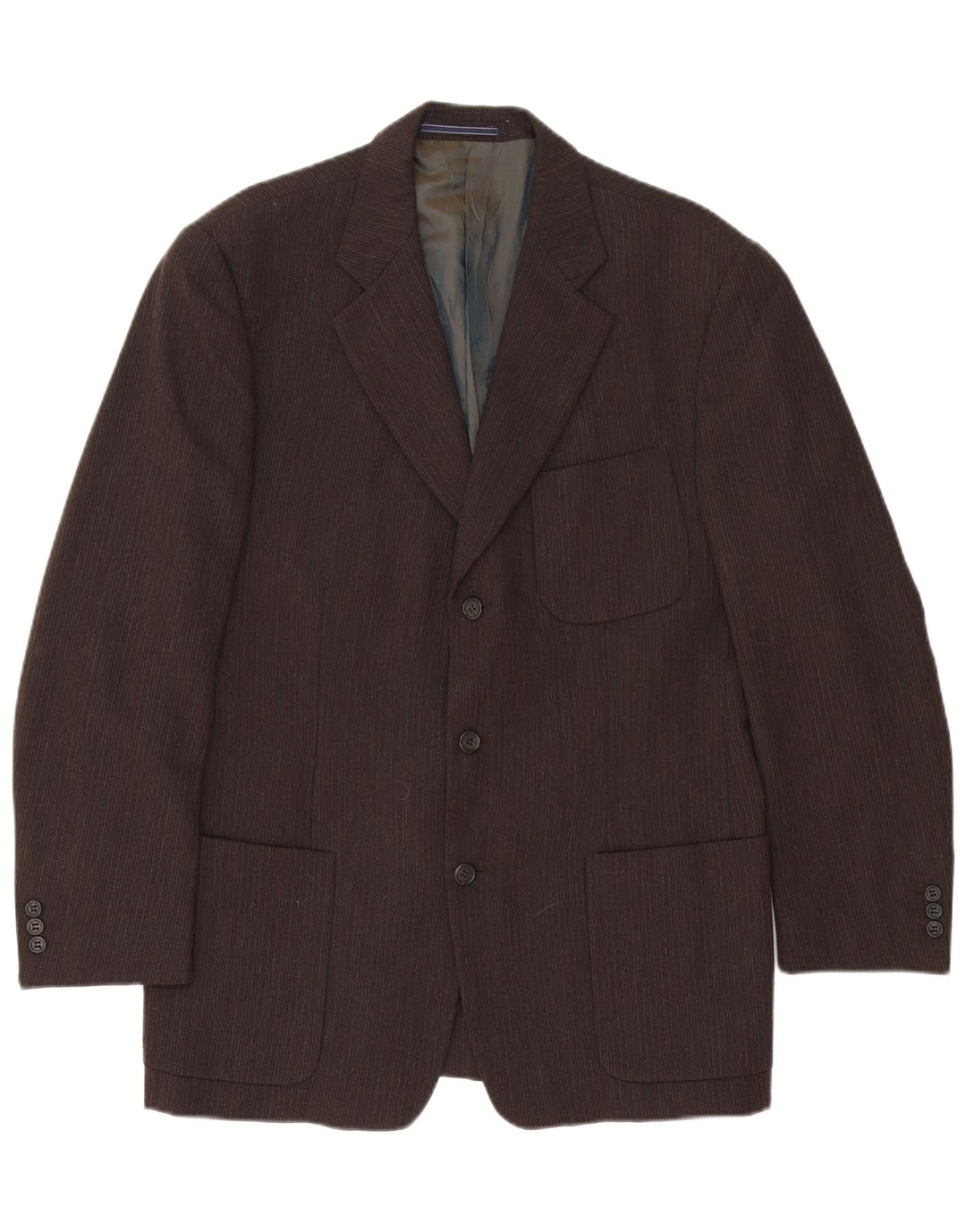 Trussardi Mens 3 Button Blazer Jacket IT 50 Large Brown Pinstripe Acetate