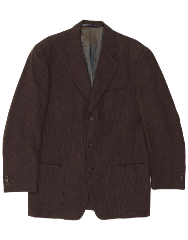 Trussardi Mens 3 Button Blazer Jacket IT 50 Large Brown Pinstripe Acetate