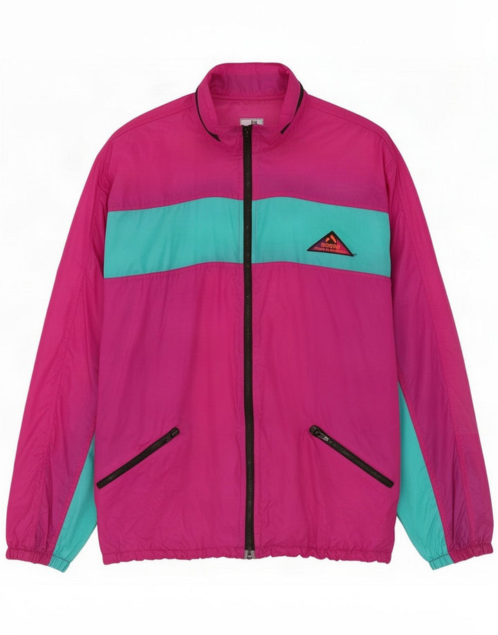 Aesse Mens Tracksuit Top Jacket Small Pink Colourblock Polyamide