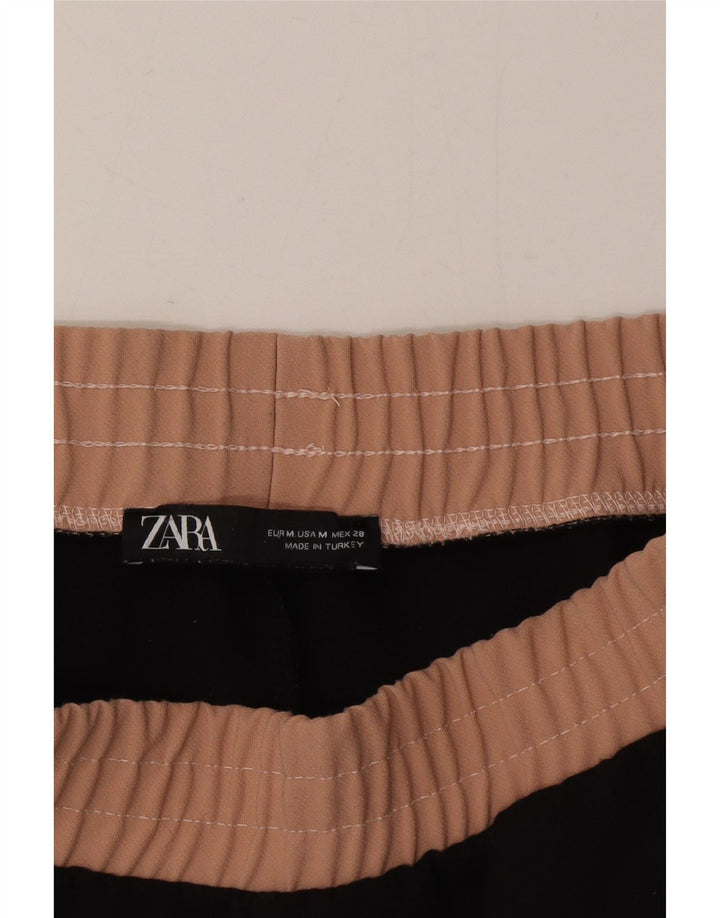 Zara Womens Crop Tracksuit Trousers UK 12 Medium Black Colourblock