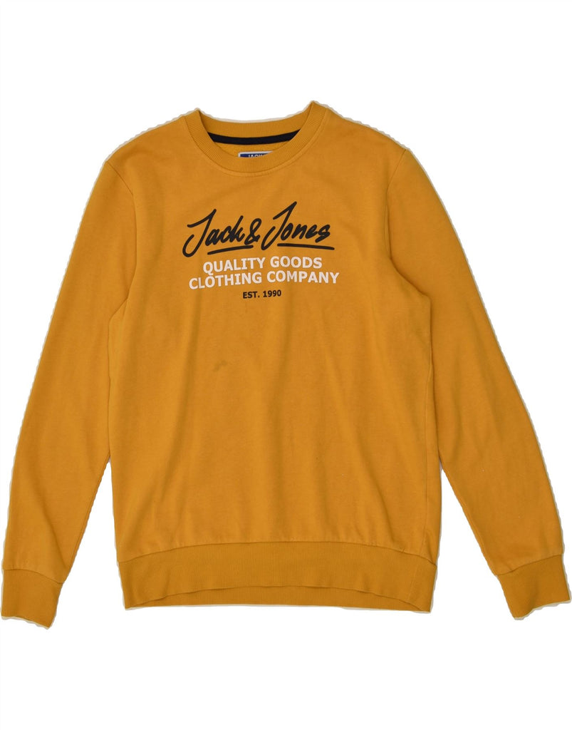 JACK & JONES Boys Graphic Hoodie Jumper 13-14 Years Yellow Cotton | Vintage Jack & Jones | Thrift | Second-Hand Jack & Jones | Used Clothing | Messina Hembry 