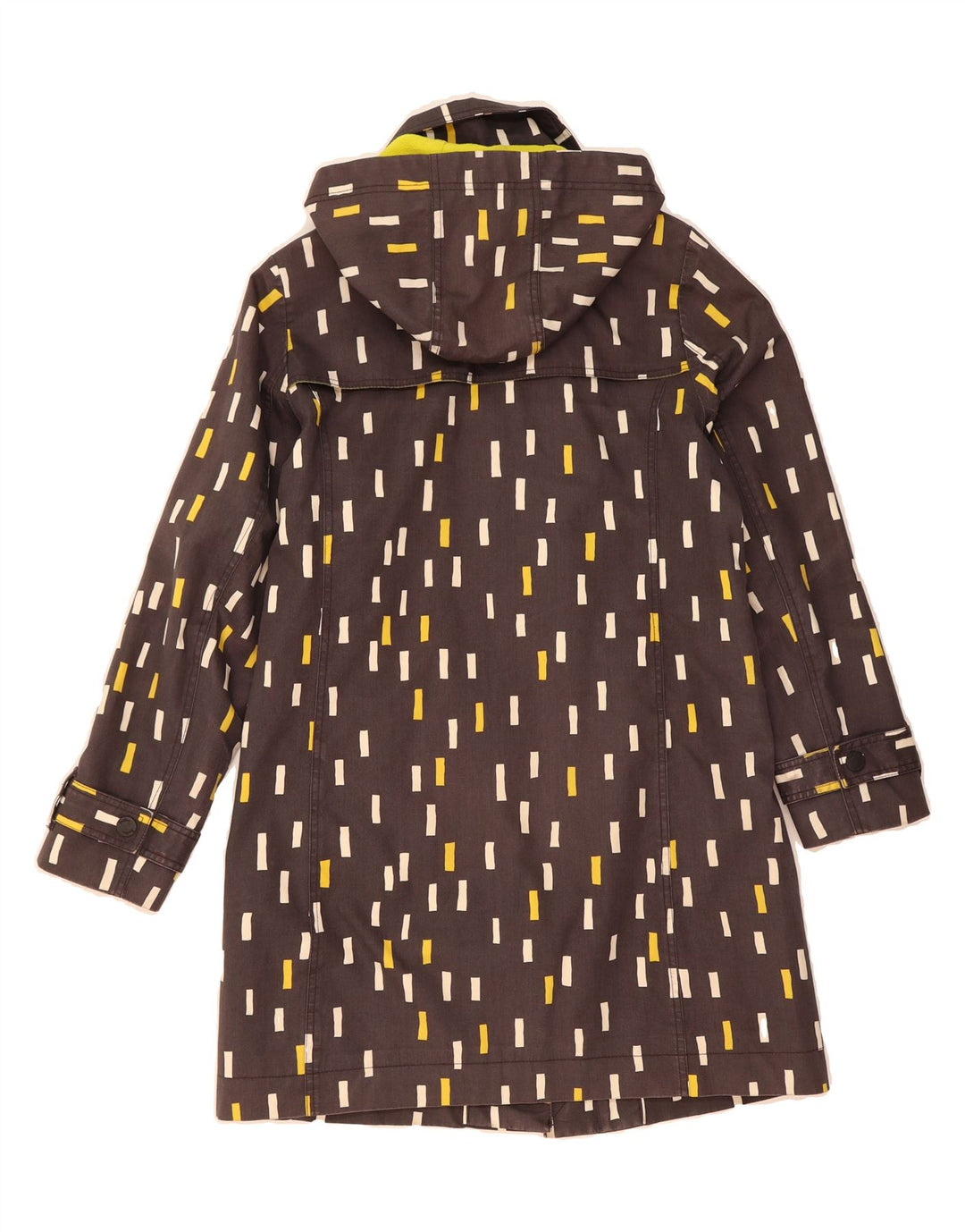 BODEN Womens Hooded Overcoat UK 10 Small Grey Geometric Cotton Vintage Boden and Second-Hand Boden from Messina Hembry 
