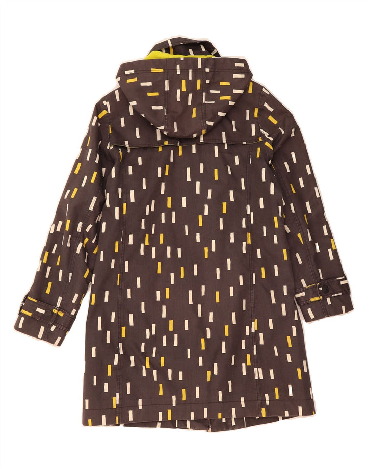 BODEN Womens Hooded Overcoat UK 10 Small Grey Geometric Cotton Vintage Boden and Second-Hand Boden from Messina Hembry 