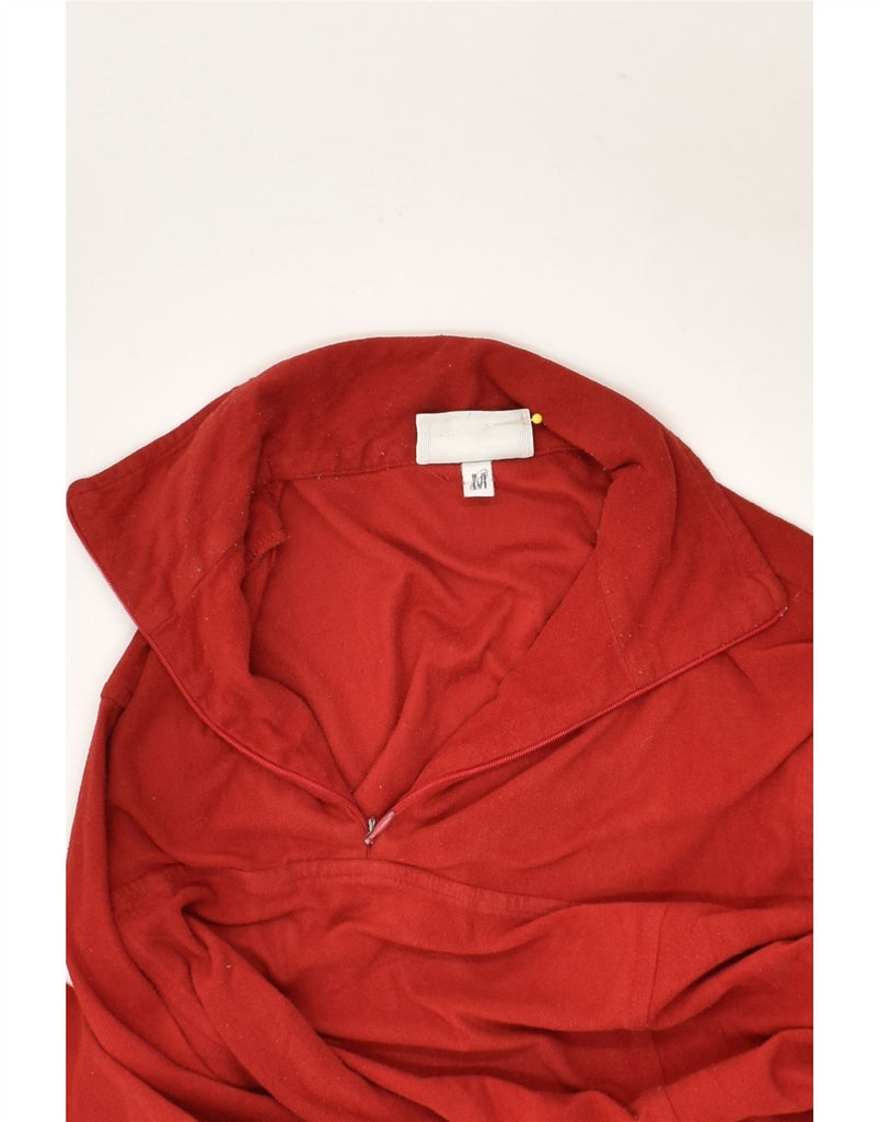 ASICS Womens Zip Neck Fleece Jumper UK 14 Medium Red Polyester | Vintage Asics | Thrift | Second-Hand Asics | Used Clothing | Messina Hembry 