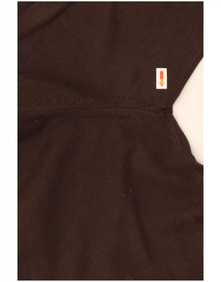DIESEL Womens Button Neck Jumper Sweater UK 14 Medium Brown Cotton