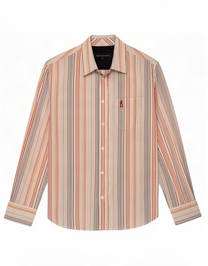 French Connection Mens Shirt Medium White Pinstripe Cotton