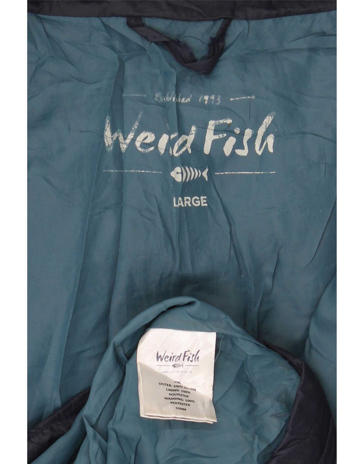 Weird Fish Mens Padded Jacket UK 40 Large Navy Blue Nylon