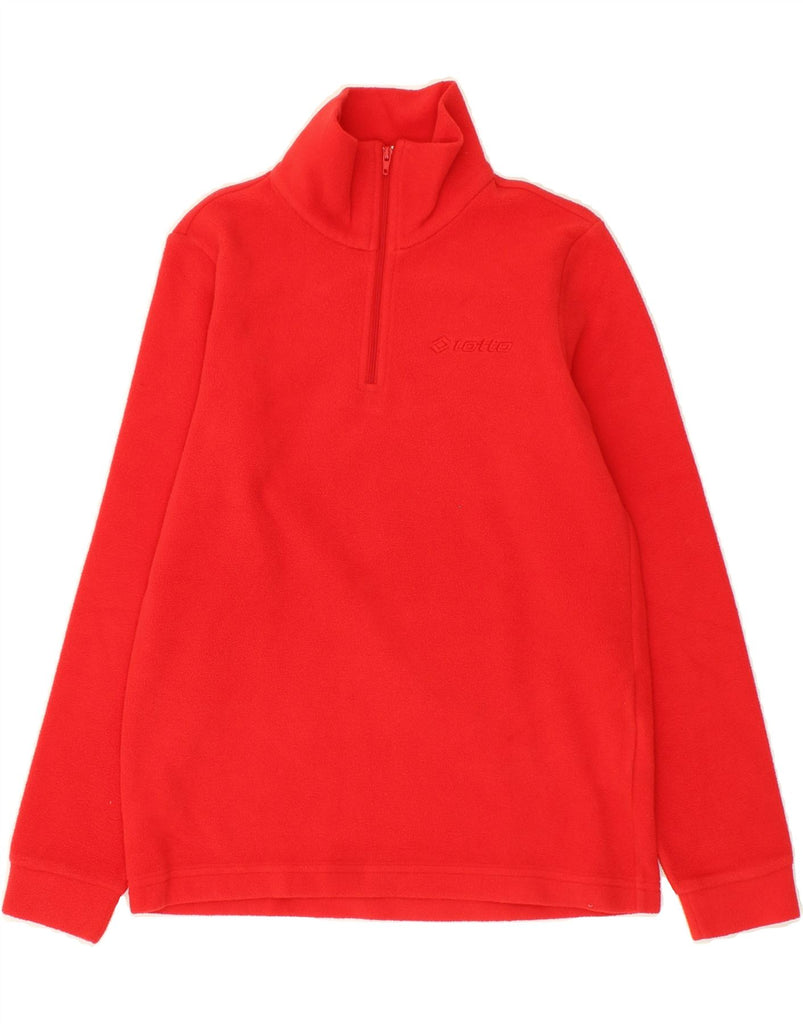 LOTTO Girls Zip Neck Fleece Jumper 9-10 Years Small Red Polyester | Vintage Lotto | Thrift | Second-Hand Lotto | Used Clothing | Messina Hembry 