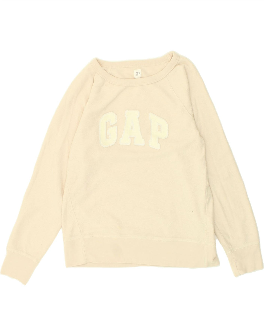 GAP Womens Graphic Sweatshirt Jumper UK 10 Small Beige Cotton Vintage Gap and Second-Hand Gap from Messina Hembry 