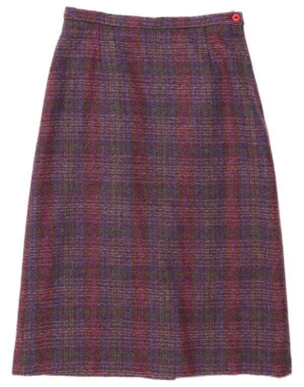 Pitlochry Womens Midi Skirt UK 14 Medium W30 Multicoloured Check Wool