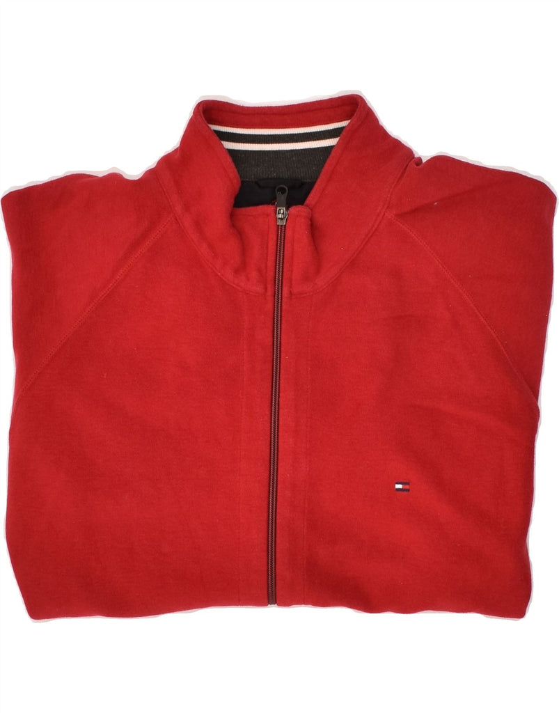 TOMMY HILFIGER Mens Tracksuit Top Jacket XL Red Cotton | Vintage Tommy Hilfiger | Thrift | Second-Hand Tommy Hilfiger | Used Clothing | Messina Hembry 