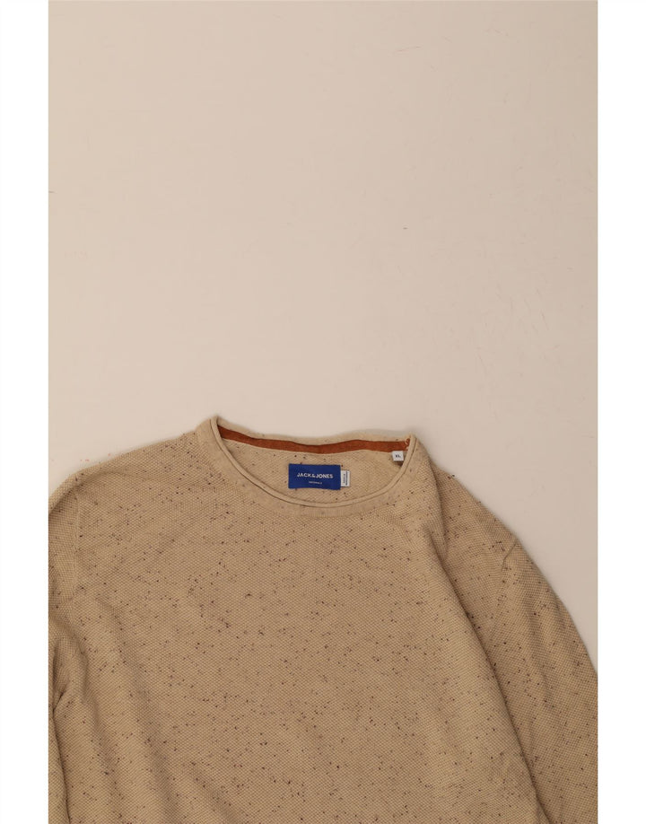 JACK & JONES Mens Crew Neck Jumper Sweater XL Beige Flecked Vintage Jack & Jones and Second-Hand Jack & Jones from Messina Hembry 
