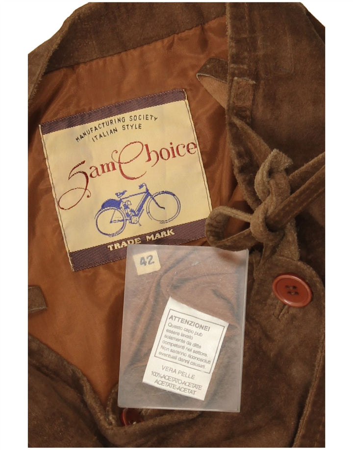 Vintage Womens Suede Mini Wrap Skirt IT 42 Medium W26 Brown Leather