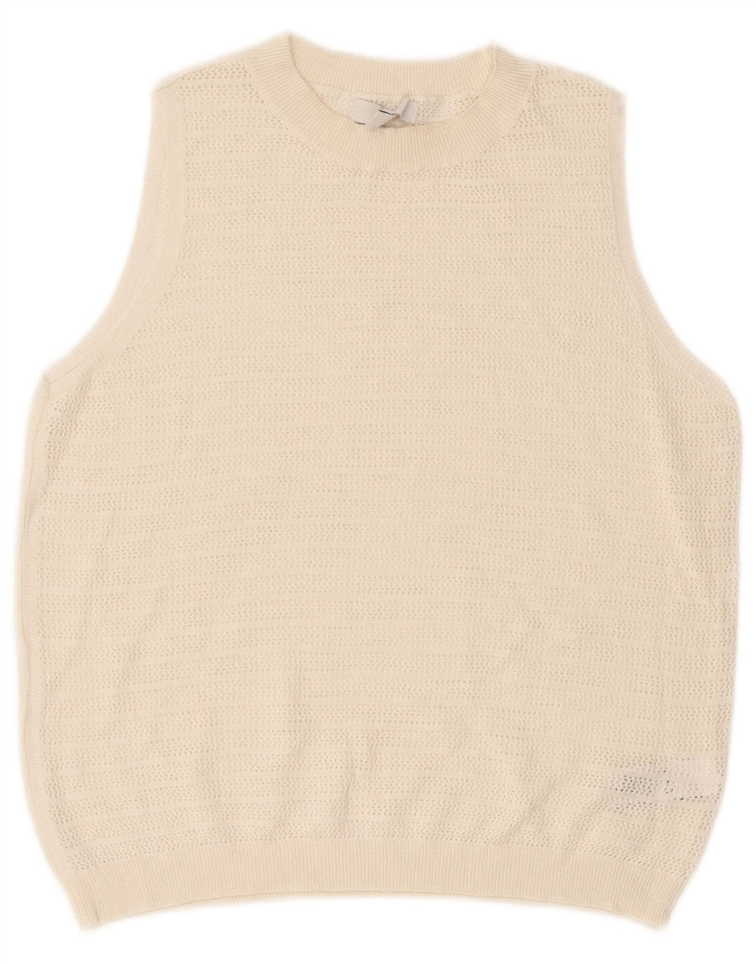 Marks & Spencer Womens Vest Tank Top UK 12 Medium Off White Polyester