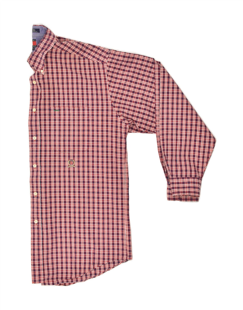 TOMMY HILFIGER Mens Shirt Medium Red Check Cotton | Vintage Tommy Hilfiger | Thrift | Second-Hand Tommy Hilfiger | Used Clothing | Messina Hembry 