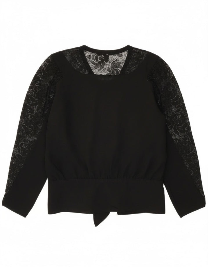 Superior Womens Long Sleeve Blouse Top EU 40 Medium Black Viscose