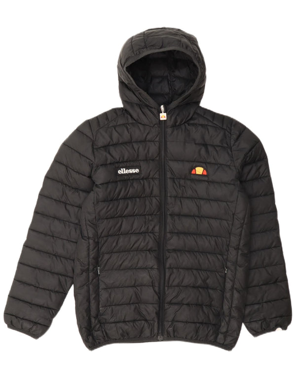 Ellesse Boys Hooded Padded Jacket 12-13 Years Black Polyester