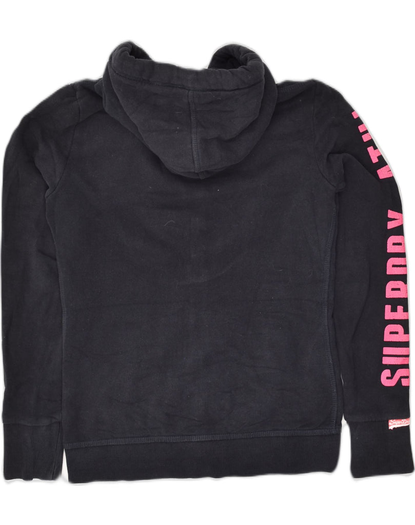 SUPERDRY Womens Graphic Zip Hoodie Sweater UK 10 Small Black Cotton | Vintage Superdry | Thrift | Second-Hand Superdry | Used Clothing | Messina Hembry 