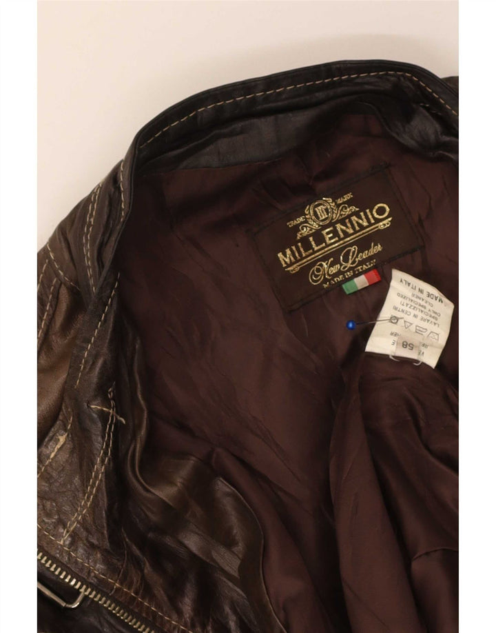 Vintage Mens Leather Jacket UK 40 Large Brown Leather