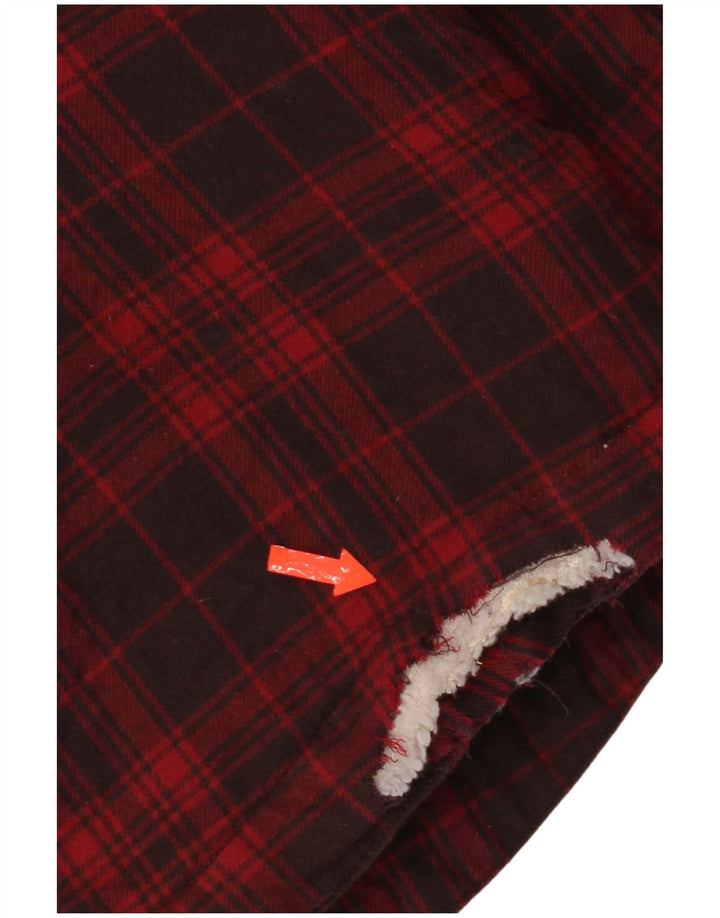 Mistral Mens Hooded Lumberjack Flannel Shirt Medium Red Check Cotton