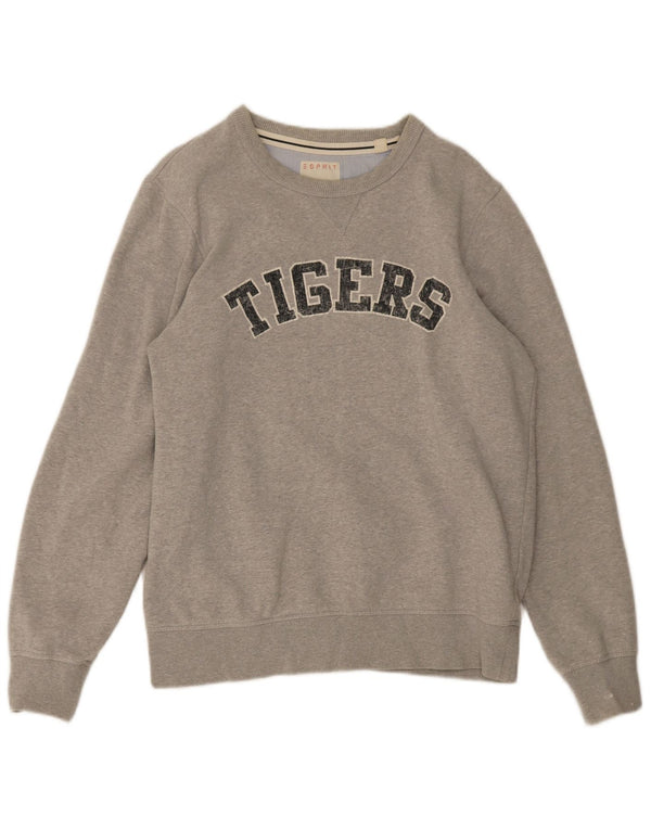 Esprit Mens Graphic Sweatshirt Jumper Large Grey Flecked Cotton