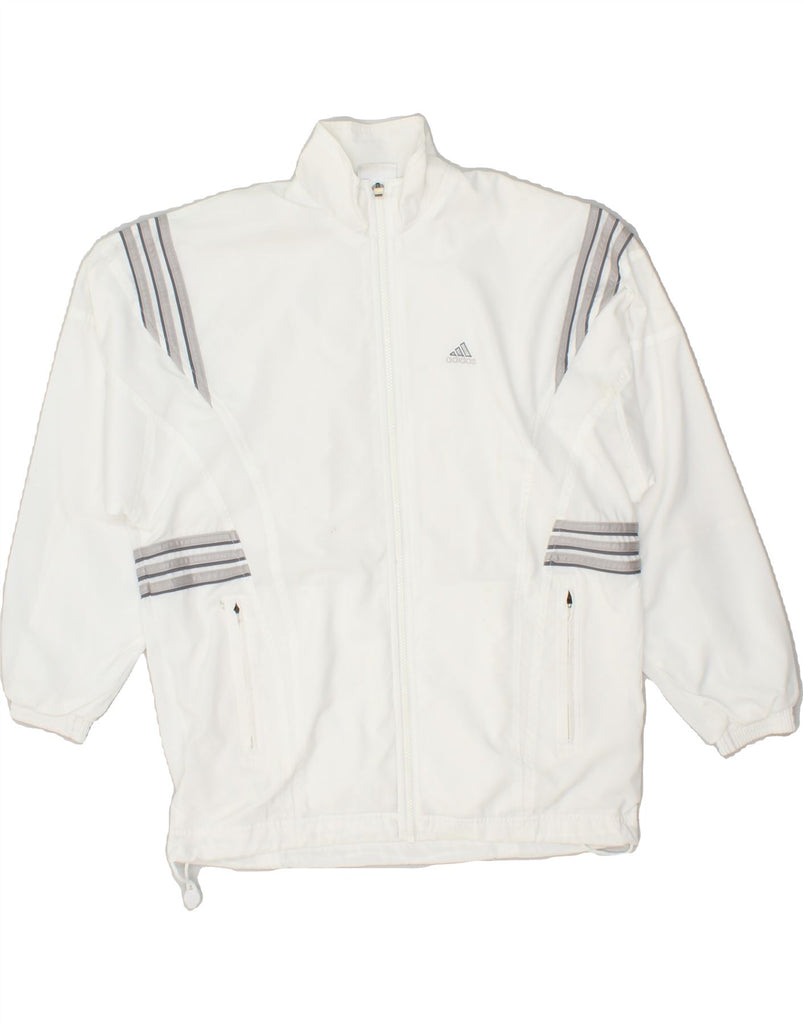 ADIDAS Womens Oversized Tracksuit Top Jacket UK 10 Small White Striped | Vintage Adidas | Thrift | Second-Hand Adidas | Used Clothing | Messina Hembry 