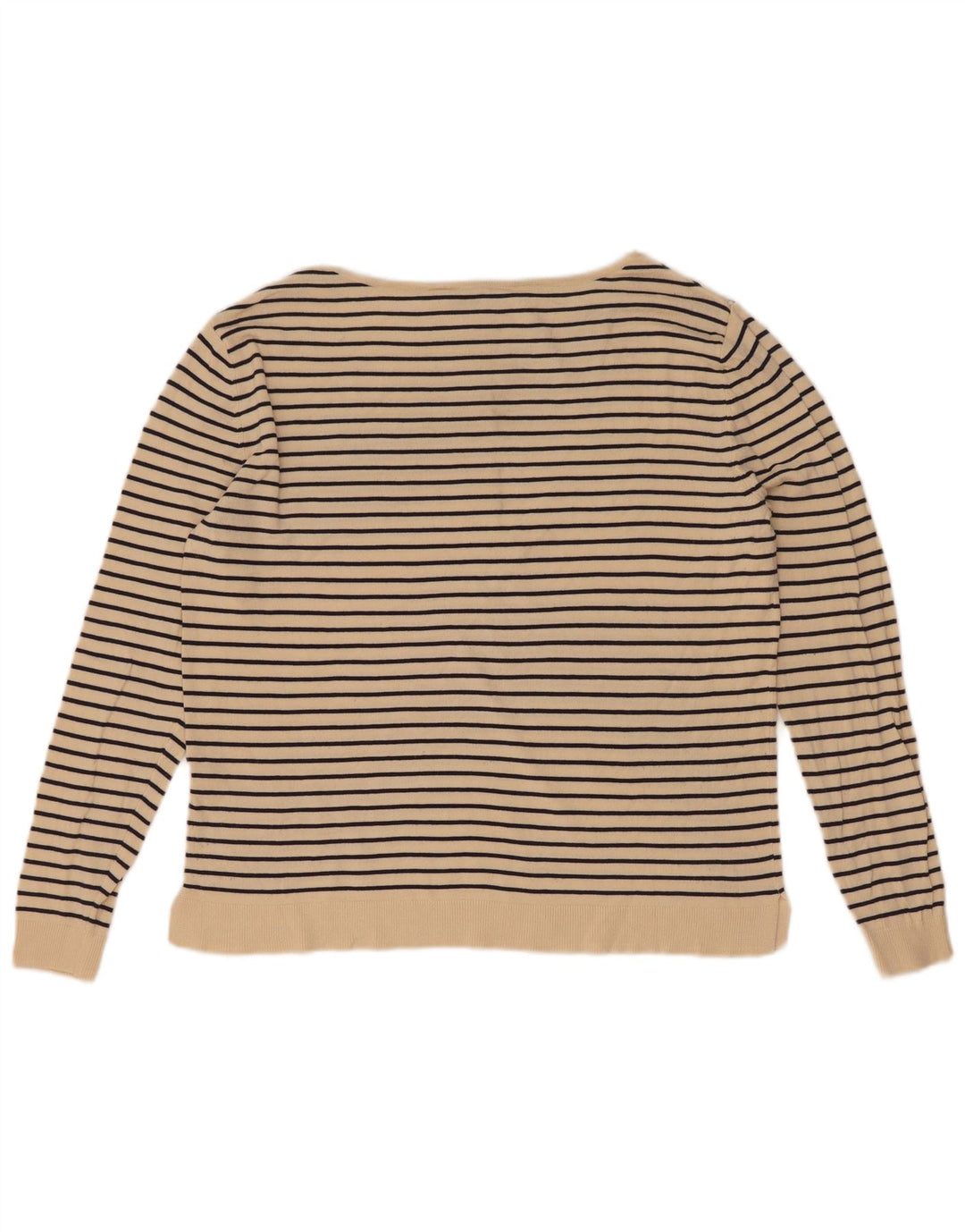 Zara Womens Oversized Top Long Sleeve UK 10 Small Beige Striped Nautical
