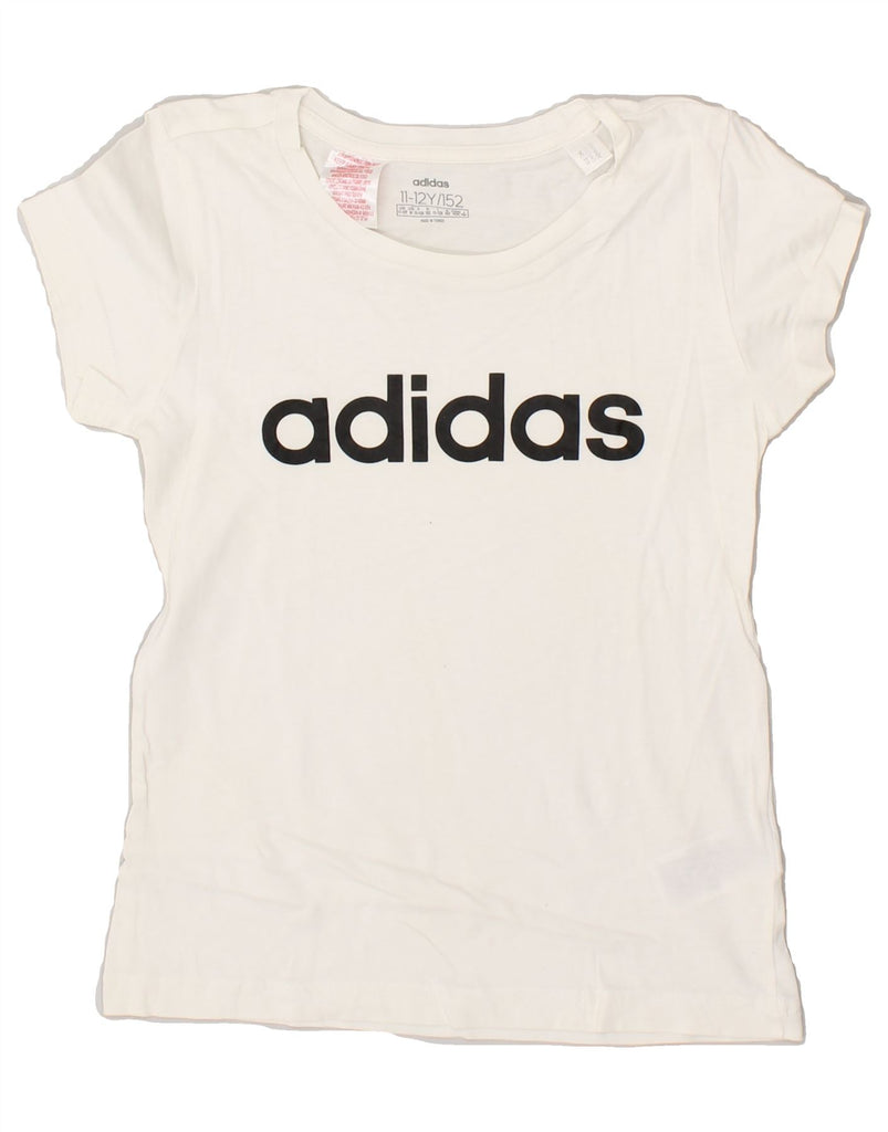 ADIDAS Boys Graphic T-Shirt Top 11-12 Years White Cotton | Vintage Adidas | Thrift | Second-Hand Adidas | Used Clothing | Messina Hembry 