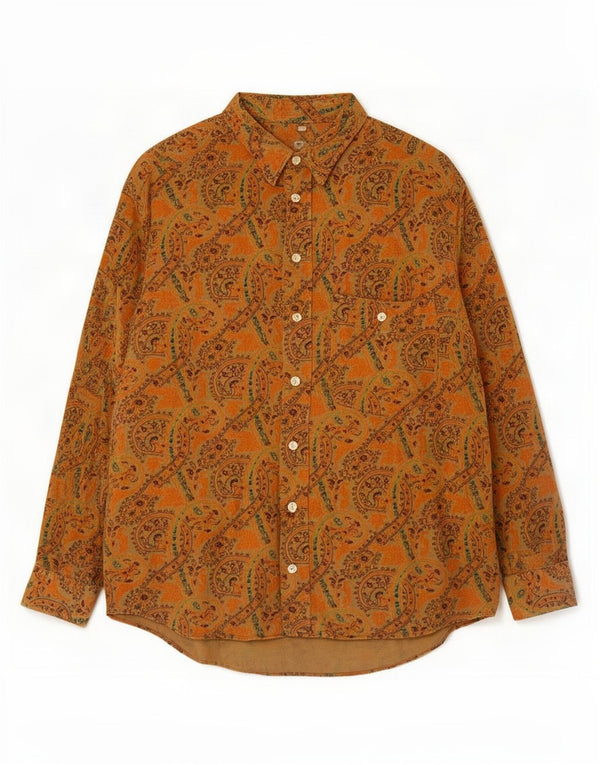 Vintage Mens Shirt XL Brown Paisley
