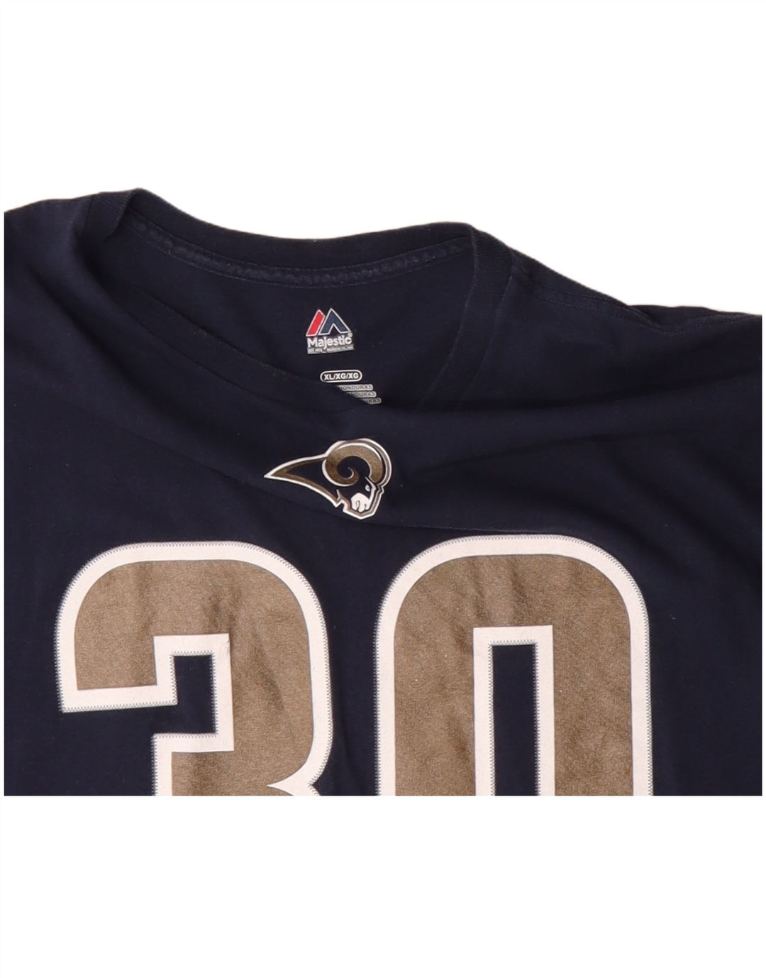 MAJESTIC Mens Todd Gurley II Graphic T-Shirt Top XL Navy Blue Cotton